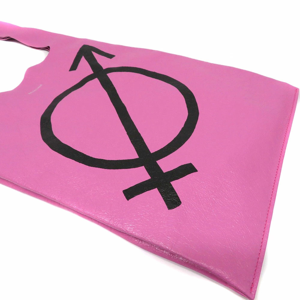 BALENCIAGA Supermarket Shopper Tote Bag Pink Leather - Picture 6 of 6